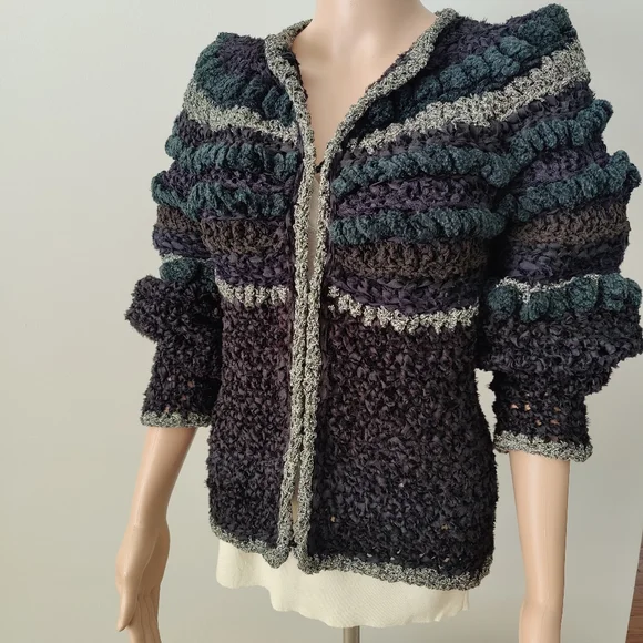 Vintage Estelle Gracer 1982 Vintage Ribbon Sweater Jacket - Picture 10 of 12